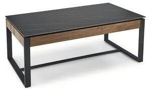 Masuta cafea RAMONA, negru cu efect de marmura/nuc, 121x61x45 cm