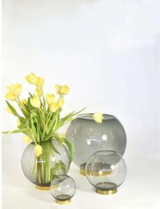 AYTM - Globe vase w. stand Ø10 Black/Gold AYTM