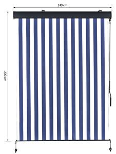 Outsunny Copertina Retractabila tip Rulou de Exterior, Impermeabila Functioneaza cu Manivela Alb si Albastru 140x 200 cm