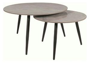 Set 2 masute cafea KORA C, gri/negru, ceramica/metal