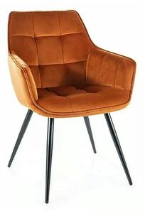 Scaun tapitat stofa LILIA, caramiziu/negru, 59x45x90 cm