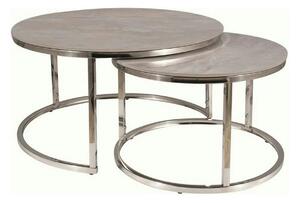 Set 2 masute cafea PORTAFINO B, gri cu efect de marmura/crom, ceramica