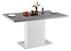 KONDELA Masă dining, beton/alb extra lucios HG, 138x90 cm, KAZMA