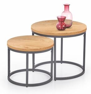 Set de măsuțe de cafea Houston 951, Stejar auriu, Negru, Metal, 45cm, 13.5 kg