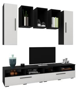 Living Kos haaus V9, Negru/Alb Lucios, MDF, L 190 cm