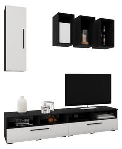Living Kos haaus V12, Negru/Alb Lucios, MDF, L 190 cm