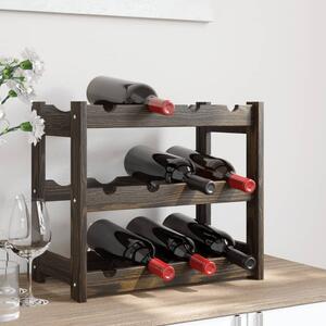 Suport sticle de vin, 12 sticle, negru, lemn masiv de pin