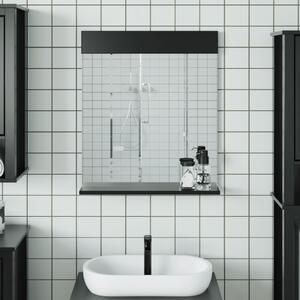 Oglindă de baie cu raft „BERG” negru, 60x12x70 cm, lemn masiv