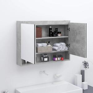 Dulap de baie cu oglindă, gri beton, 80x15x60 cm, MDF