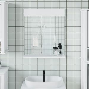 Oglindă de baie cu raft „BERG”, alb, 60x12x70 cm, lemn masiv