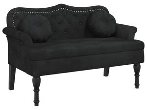 Banchetă cu perne, negru, 120,5x65x75 cm, catifea