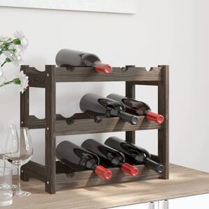 Suport sticle de vin, 12 sticle, gri, lemn masiv de pin