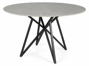 Masa MURANO, gri cu efect de marmura/negru, ceramica/metal, 120x120x76