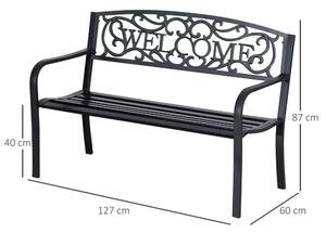 Outsunny banca de gradina cu 2 locuri din metal negru, Design Vintage, 127x60x87cm | AOSOM RO