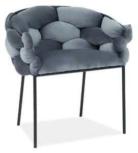 Scaun NORTE, gri/negru, stofa catifelata/metal, 76x40x75 cm