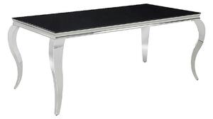 Masa PRINCE, negru/crom, sticla securizata/metal, 150x90x75 cm
