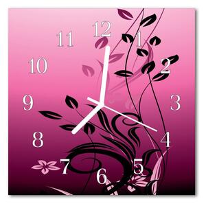 Ceas de perete din sticla pătrat Flori Art Flori & Plante Purple