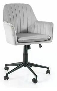 Scaun birou moale Q-886, gri deschis, stofa catifelata/metal, 58x44x83
