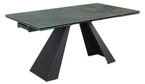 Masa extensibila SALVADORE CERAMIC, turcoaz/negru mat, sticla securiza