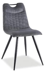 Scaun ORFE, gri/negru, stofa raiata/metal, 45x40x86 cm