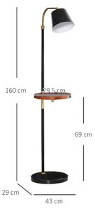 HOMCOM lampa de podea cu etajera, 43x29x160 cm, negru | AOSOM RO