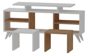 Mobilier living KUTAY, alb/stejar artisan, PAL melaminat, 3 piese, 120