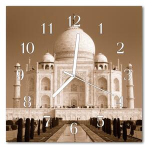 Ceas de perete din sticla pătrat Taj Mahal Arhitectura Sepia