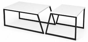 Set 2 masute cafea 855DTE2915, alb/negru, PAL melaminat/metal