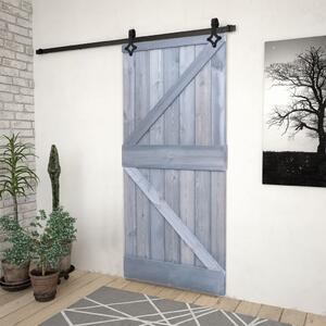 Ușă glisantă cu set feronerie, gri, 80x210 cm, lemn masiv pin