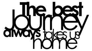 Decoratiune perete THE BEST JOURNEY ALWAYS, negru, metal, 70x40 cm