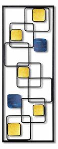 Decoratiune perete ART INFINITE, galben/albastru/negru, metal, 28x5x74