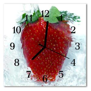 Ceas de perete din sticla pătrat Strawberry Bucătărie Roșu