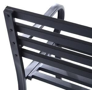 Outsunny Banca de gradina scaun de gradina din metal 2 locuri impermeabila neagra 127 x 62 x 82cm