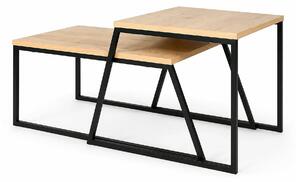 Set 2 masute cafea 855DTE2917, stejar/negru, PAL melaminat/metal