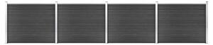 Set panouri gard, 699x146 cm, gri, WPC