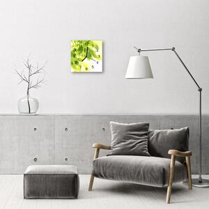 Ceas de perete din sticla pătrat Frunze Natura verde