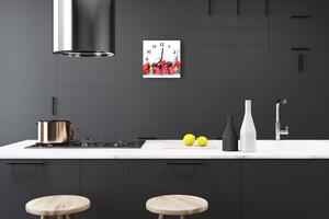 Ceas de perete din sticla pătrat Fructe de bucătărie Roșu, Negru