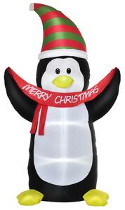 HOMCOM Pinguin gonflabil gigant 243cm, decorațiune pentru Crăciun gonflabilă pentru interior și exterior cu lumini LED