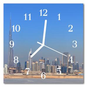 Ceas de perete din sticla pătrat Skyline Dubai Oraș Multi-colorat