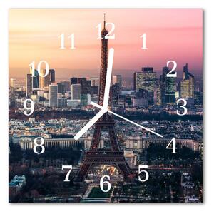Ceas de perete din sticla pătrat Turnul Eiffel din Paris Oraș multi-colorat