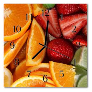 Ceas de perete din sticla pătrat Fructe de bucătărie Orange, Red