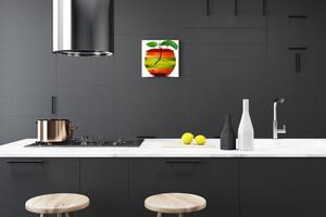 Ceas de perete din sticla pătrat Apple a Bucătărie Multi-colorat