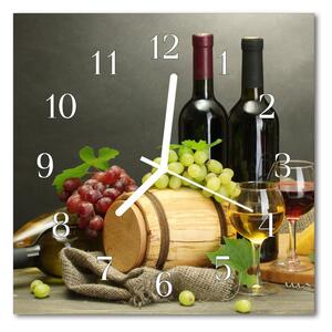 Ceas de perete din sticla pătrat Vin Struguri Alimente și băuturi Multi-colorat