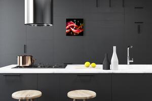 Ceas de perete din sticla pătrat Abstract Lines Art Rosu, Negru