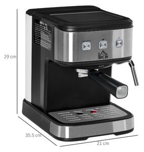 Aparat Cafea Espresso, Cappuccino si Lapte Spumat  HOMCOM, 850 W si 15 bar, Vaporizator si Rezervor Detasabil de 1,5 L, Negru