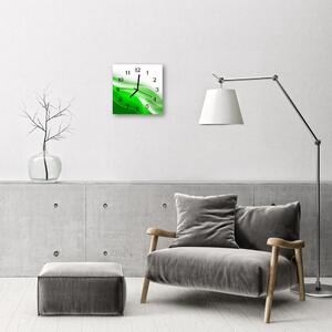 Ceas de perete din sticla pătrat Abstract Art Green