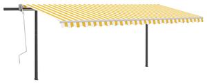 Copertină retractabilă manual, cu LED, galben & alb, 5x3 m