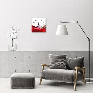 Ceas de perete din sticla pătrat Abstract Art Red