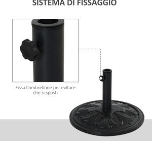 Baza Rotunda pentru Umbrela Outsunny, Plastic,13 kg, pentru Stalpi de 35-38-48 mm, Negru | Aosom RO