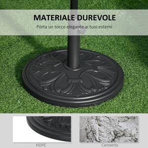 Outsunny Bază Stabilă Rotundă pentru Umbrele, Plastic Rezistent, 13kg, Compatibilă cu Stâlpi 35-38-48mm, Negru | Aosom Romania